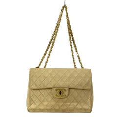 CHANEL(シャネル) ショルダーバッグ デカマトラッセ ベージュ チェーンショルダー/ゴールド金具 ラムスキン
