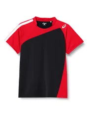 アシックス(ASICS) バレーボール 半袖ゲームシャツ メンズ ブラック/ヴィクトリーレッド XW1321-9024