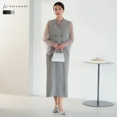 セットアップドレス 3点セット レディース ダブルボタンベスト ブラウス ワンピース Iライン 結婚式 325283