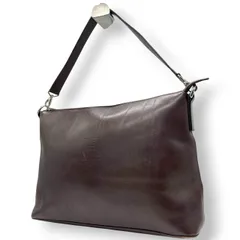 ヒロフ ショルダーバッグ Hロゴ レザー 本革 ダークブラウン ハンドバッグ A4収納可 レディース ビジネス 通勤 フォーマル 大容量 デイリーユース シンプル エレガント イタリア製 上質レザー クリーニング済み 自立可 s44