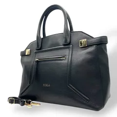 フルラ FURLA ハンドバッグ ショルダーバッグ 肩掛け 2WAY 黒 ブラック レザー 金金具 ゴールド金具 T8