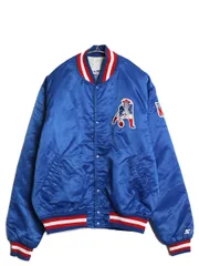 【お得なクーポン配布中!】 90s USA製 ペイトリオッツ ナイロン サテン スタジャン メンズ L / オールド NFL オフィシャル スターター 中綿 キルティング ライナー付き