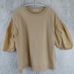 studio CLIP スタジオクリップ 半袖トップス M ベージュ 異素材 五分袖 パフスリーブ レディース □〇