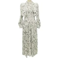 スナイデル SNIDEL 21SS バリエプリント プリーツ ブラウス ワンピース ロング 花柄 ペチコート付き 0 白 ホワイト