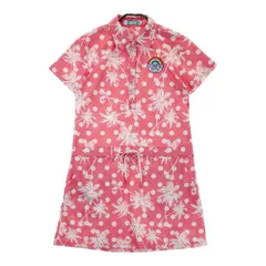 サイズ：L CUARTO UNITED クアルトユナイテッド  半袖ワンピース ドット×ヤシの木総柄 ピンク系 [240101610918] ゴルフウェア レディース ストスト