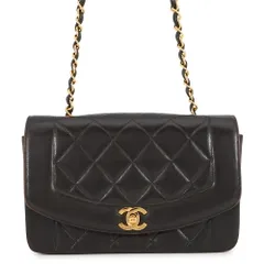 シャネル チェーンショルダーバッグ マトラッセ ココマーク ダイアナ ラムスキン A01164 CHANEL 黒