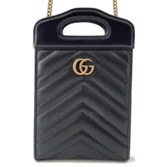 グッチ ショルダーバッグ GGマーモント ミニトップハンドルバッグ レザー 846312 GUCCI バッグ 黒