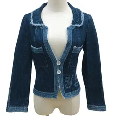 YUKI TORII INTERNATIONAL レディースデニムジャケット ブルーデニム フリンジ サイズ38【ZK71】