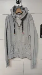 トミーヒルフィガー ジーンズ グレー 裏起毛パーカー ジップアップ XL サイズ