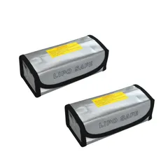 2個セット 耐火バッグ 防爆バッテリーバッグ リポバッテリー/モバイルバッテリー用 保管・充電・携帯 ガラス繊維+シリコンコーティング 外寸185×75×60mm