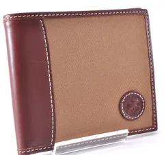 美品 HUNTING WORLD ハンティングワールド Bi-fold Wallet 二つ折り財布 Men's メンズ Canpus Leather キャンバス×レザー Brown ブラウンのサムネイル