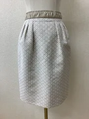 アンタイトル ベージュ系織柄スカート ウエスト合皮