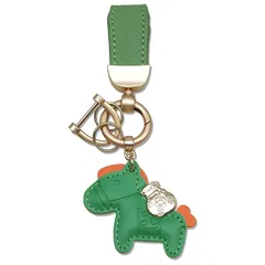 hakiloft 勝馬銭運 開運 キーホルダー おしゃれ 皮革 馬のチャーム バッグチャーム 動物 ロデオチャーム 大人可愛い アクセサリー 車のキーホルダー キャリーケース 鞄に付ける為 縁起物 ギフト 財布(グリーン) 1