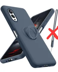 ★Arrows N F-51C 用 ケース リング ストラップ付き Fujitsu カバー ストラップホール付き ソフト シリコン ケース おしゃれ 耐衝撃 軽量 薄型 スタンド機能 車載ホルダー対応 アローズN F-51C 携帯ケース 灰