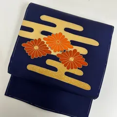 名古屋帯 正絹 塩瀬 金駒刺繍 美しい染めの花 九寸 MA-3445