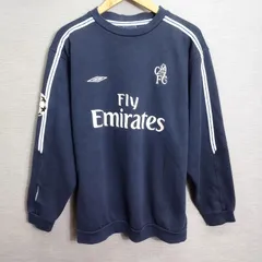 UMBRO アンブロ チェルシー FC 03‐05 モデル トレーニング スウェットシャツ トレーナー サイドライン フロッキー プリント サッカー football ネイビー系 USA M イングランド プレミアリーグ A623