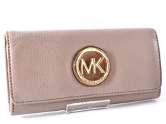 美品 MICHAEL KORS マイケルコース Long Wallet 長財布 Ladies レディース Pink Beige ピンクベージュ Gold Logo ゴールド ロゴ