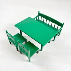 【初期】シルバニアファミリー ダイニングテーブルセット 緑の家具 ①