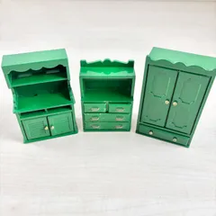 【初期】シルバニアファミリー 緑の家具 セット③ 食器棚 クローゼット