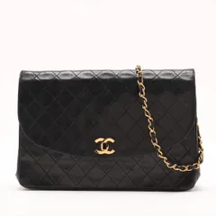 シャネル マトラッセ ラムスキン レザー チェーン ワンショルダーバッグ 肩掛け ハンド 本革 ブラック 黒 レディース MMM DK52-2【中古】