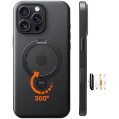 TORRAS iPhone 16 Pro Max 用 ケース【多機能一体・360°新定点回転スタント?】 Magsafe対応 カメラコントロールホ?タン 高耐久性 耐衝撃 セ?ンマイ式スタント? リンク? 縦横両対応 マク?ネット搭載 急速充電対応 指紋防止s