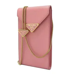 【新品】プラダ バッグ ショルダーバッグ PRADA サフィアーノ トライアングル スマホ ポーチ ミニバッグ 2WAY ストラップ付 1BP050 SAFFIANO LUX PETALO (ピンク系)アウトレット メンズ 送料無料