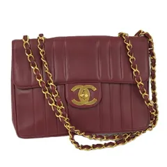 CHANEL マドモアゼル チェーンショルダーバッグ ロゴ ダブルフラップ レザー ボルドー