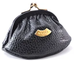 美品 BALLY バリー Coin Case がま口 小銭入れ コインケース Leather レザー Black ブラック 黒 Gold Logo Plate ゴールド ロゴプレート Unisex