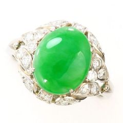 翡翠 ヒスイ6.82ct ダイヤ リング 指輪 Pt900 - メルカリ