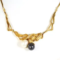 K18YG　ネックレス　necklace　パール（南洋真珠）　ダイヤ　0.12　カード鑑別書　総重量約35.0g　約54cm