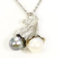 K14WG　ネックレス　necklace　パール（南洋真珠）　ダイヤ　0.11　カード鑑別書　総重量約15.4g　約52cm