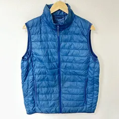 (^w^)b UNIQLO ユニクロ ウルトラライトダウンベスト ナイロン100% アウター 薄手 軽量 重ね着 防寒 シンプル 無地 定番 デイリー タウンユース アウトドア ブルー メンズ サイズL