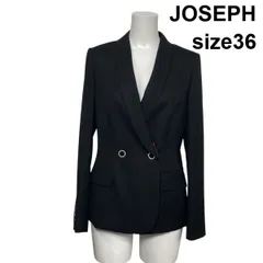 ◇ ジョゼフ JOSEPH テーラードジャケット ブレザー 長袖 ダブルブレスト 黒 ブラック 麻混 リネン混 36 S 7号 レディース S6A369のサムネイル