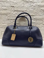 R00278　FURLA フルラ｜Handbag ハンドバッグ｜Navy ネイビー｜レディース｜無地｜ショルダーストラップ付｜Y2K｜90S｜古着｜アメカジ｜USA古着｜ヴィンテージ｜今期トレンド｜フォロー割