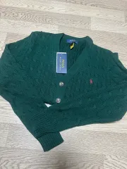 (新品) ポロ ガールズ ラルフローレン ケーブル ニット カーディガン グリーン L