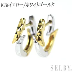 K18YG/WG デザイン フープ ピアス