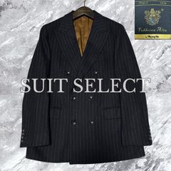 SUIT SELECT スーツセレクト Marzotto マルゾット テーラードジャケット ストライプ ダブルブレスト ウール 総裏 サイドベンツ 本切羽 ネイビー 紺色 サイズM相当