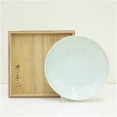 人間国宝　井上萬二造　青白磁皿（共箱）  食器 おしゃれ かわいい インテリア レトロ アンティーク プレート 居酒屋 カフェ 和食 洋食のサムネイル