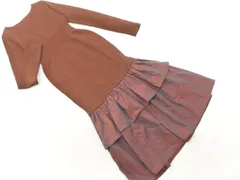 rienda リエンダ ニット ドッキング ワンピース sizeF/茶ｘボルドー ◇■ レディース