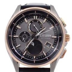シチズン アテッサ エコドライブ電波 ダイレクトフライト ムーンフェイズ メンズ 腕時計 チタン 純正革ベルト BY1004-17X【いおき