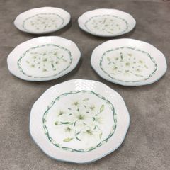 0）◎504 NARUMI ナルミ ボーンチャイナ 小皿 5枚セット ユリ 百合