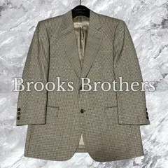極美品 Brooks Brothers ブルックスブラザーズ テーラードジャケット チェック ウール 2B 背抜き センターベント 開き見せ ベージュ系 サイズ38 M相当