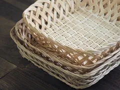 【在庫処分特価】(訳アリ)竹製浅カゴ 小物入れ3点セット（大中小）天然素材