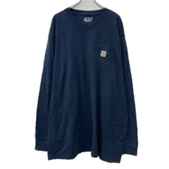 carhartt 長袖 ロゴTシャツ 3XL ダークネイビー カーハート プルオーバー 無地Tシャツ 胸ポケット ビッグサイズ 無地 春物 a801-6059