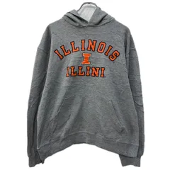 Russell Athletic プリントスウェット パーカー M グレー オレンジ ラッセルアスレティック プルオーバー フーディー 秋物 a801-6066