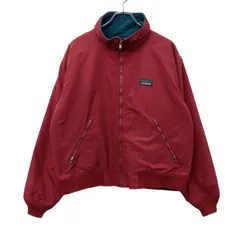 80s USA製 L.L.Bean ウォームアップジャケット M位 エンジ色 エルエルビーン Warm up Jacket ワンポイント 裏地フリース 秋冬物 a801-6085