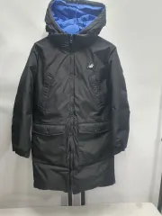 ニューバランス キッズ ロングダウンジャケット リバーシブル ダウン コート ブラック ブルー 155 (11 12歳)