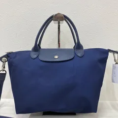 8819　LONGCHAMP　ロンシャン　ハンドバッグ　 2way　ショルダーバッグ　ルプリアージュ　 ブルー系　青　ナイロン　レザー　レディース