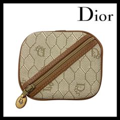 Y【Dior】ハニカム柄 コインケース ブラウン/茶 小銭入れ 財布 ポーチ