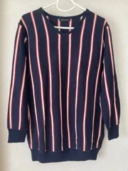 極美品　古着　INGNI   イング　長袖　ニット　トップス　ボーダー　レディース　濃紺　M